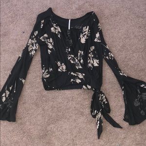 Free People flower, bell sleeve top